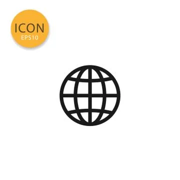 Globe icon isolated flat style. Stock Illustration