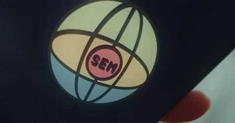 Globe like icon with letters SEM in the center, presentation Stockbeeldmateriaal 313441362