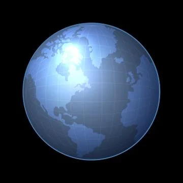 Globe Icon with Light Map of the Continents. Vector Stock Illustration
