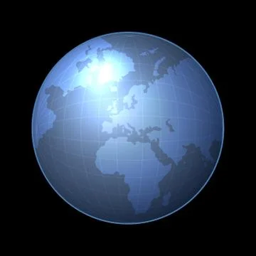 Globe Icon with Light Map of the Continents. Vector 스톡 일러스트