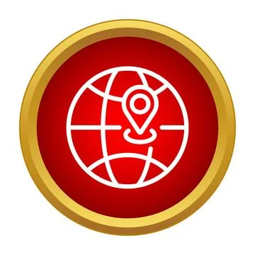 Globe icon with location pin global navigation Illustrazione stock
