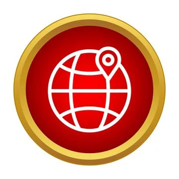 Globe icon with location pin global positioning symbol Stock Illustration