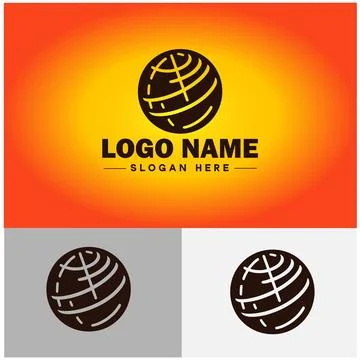 Globe icon logo earth planet vector art graphics for business brand icon glo Stock Illustration
