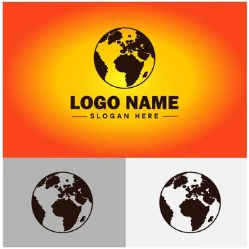 Globe icon logo earth planet vector art graphics for business brand icon glo Stock Illustration
