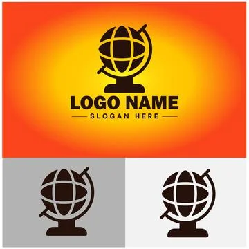 Globe icon logo earth planet vector art graphics for business brand icon glo Stock Illustration
