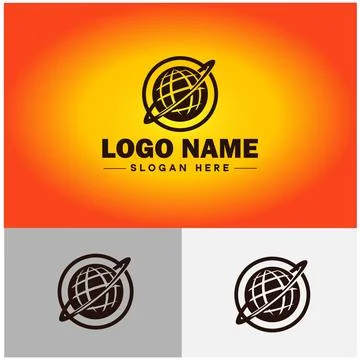 Globe icon logo earth planet vector art graphics for business brand icon glo Stock Illustration