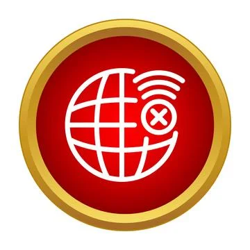 Globe icon losing internet connection with error symbol Stock Illustration