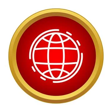 Globe icon with network lines inside a red and gold circle Stock Illustration