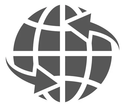Globe icon with round motion arrows. Around world symbol Stock Illustration
