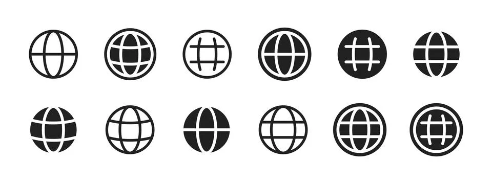 Globe icon. Set of global web sphere vector illustrations for internet and .. Illustrazione stock