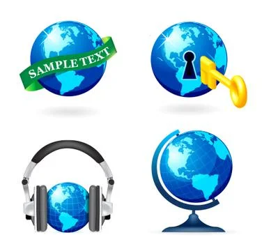 Globe icon set Stock Illustration