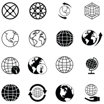 Globe icon set Illustrazione stock