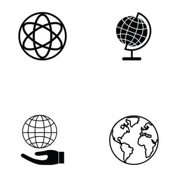 Globe icon set Illustrazione stock