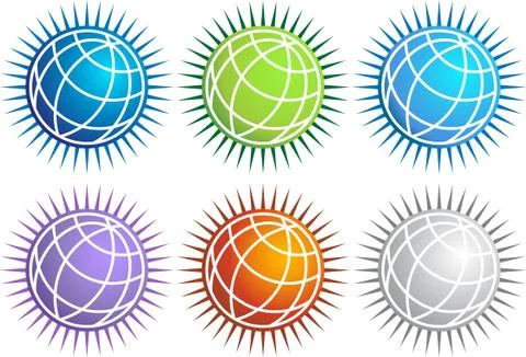 Globe icon set - spike Stock Illustration