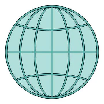 Globe icon showing latitude and longitude grid for global concepts Stock Illustration