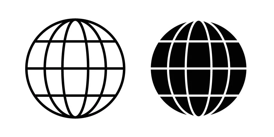 Globe icon symbol  illustration bundle in black colour Stock Illustration