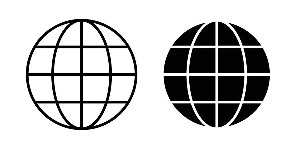 Globe icon thin line and clipart style vector set Stock Illustration