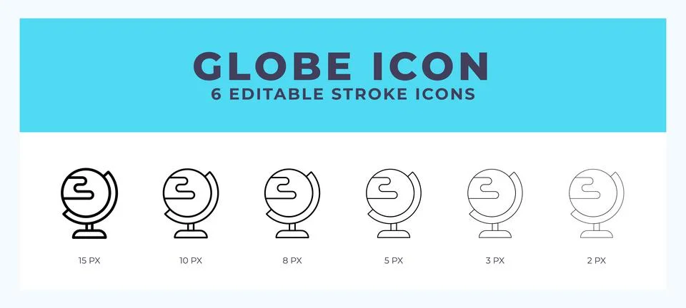 Globe icon in thin line. Bold line. Regular line. Editable stroke. 스톡 일러스트