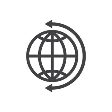 Globe Icon Vector flat design style. Arrow icon around the globe. Stock Illustration
