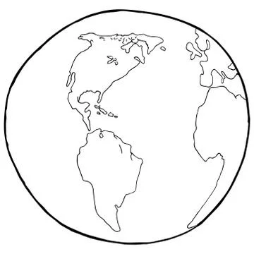 Globe icon. Vector illustration of globe america. Globe, Earth, map hand draw Illustrazione stock