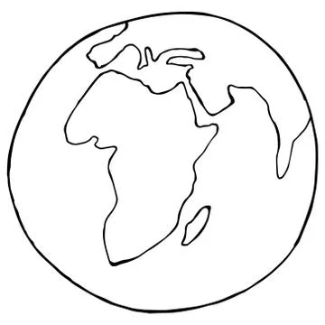 Globe icon. Vector illustration of globe africa. Globe, Earth, map hand drawn Illustrazione stock