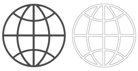 Globe icon vector set outline and thick line earth grid isolated on white Stock Illustration