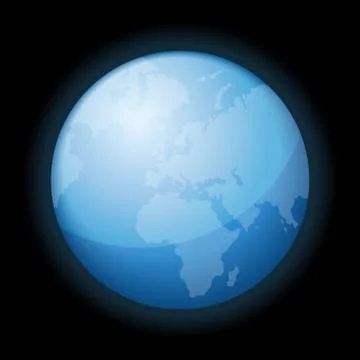 Globe Icon of the World on Black Background. Vector Stock Illustration