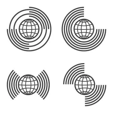 Globe icons set Stock Illustration