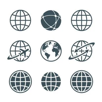 Globe icons set Stock Illustration