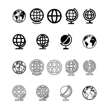 Globe icons set Stock Illustration
