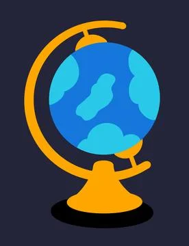 Globe illustration. Earth globe icon. School equipment for geography. Stock Illustration