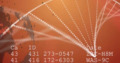 Globe initiating particles drifting, arcs converging ID lines updating, showing Stock Footage 333829860