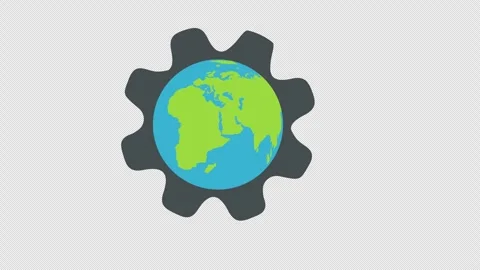 Globe Inside Gear Representing Global Technology and International Business Stock Footage 339767002