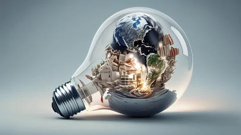 Globe inside light bulb. Elements of this image are furnished by NASA Stock Illustration