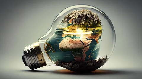 Globe inside light bulb. Elements of this image are furnished by NASA Stock Illustration