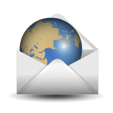 Globe inside the mail envelope Stock Illustration