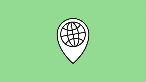 Globe inside pin icon animation. Stock Footage 249047181