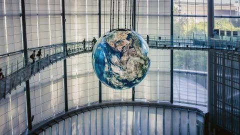 Globe with interactive projections inside National Museum of Emerging Science Stock-Fotos