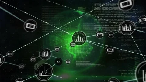 A globe with interface codes running in the background Stock Footage 326757957