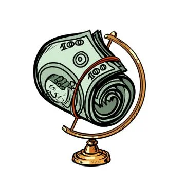 Globe international a bundle of hundred-dollar bills イラスト素材