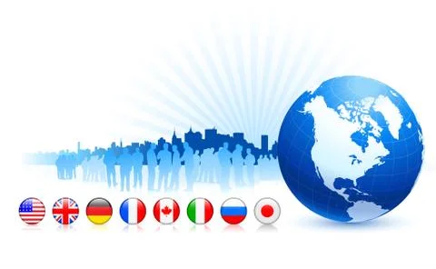 Globe with Internet Flag Buttons Background Stock Illustration