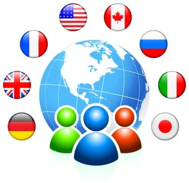 Globe with Internet Flag Buttons Background Stock Illustration