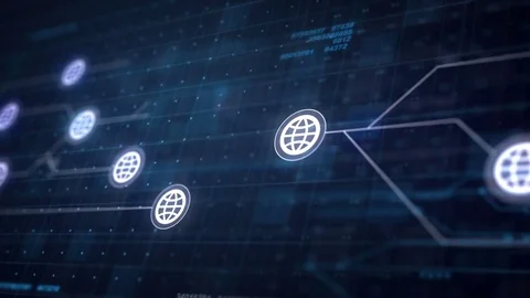 Globe Internet Icon Line Connection of Circuit Board Loop Animation 4K Stock Footage 70535519