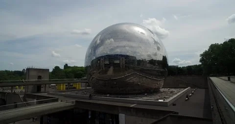 The globe of La Géode in Parc de la Villette Paris, France stock footage Stock Footage 200399723