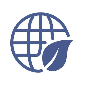 Globe leaf icon. Global sustainability concept illustrated with a globe and.. Stock Illustration