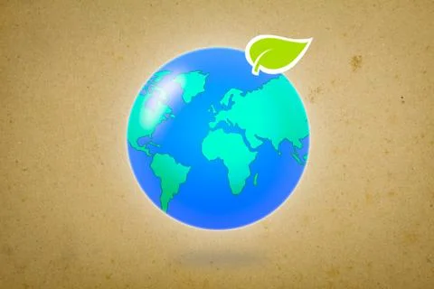 Globe with leaf on old background Stock Illustration