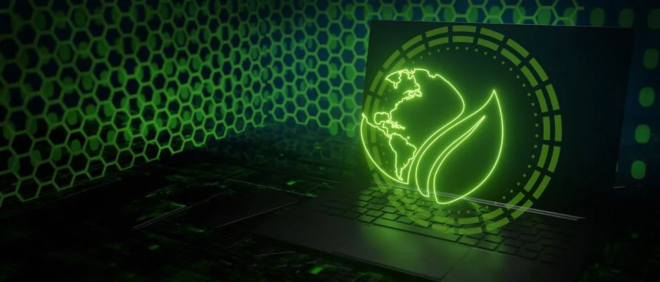 Globe leaf technology network 3d illustration 스톡 일러스트