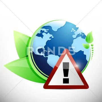 Globe leaves and warning sign illustration design Stock Illustration
