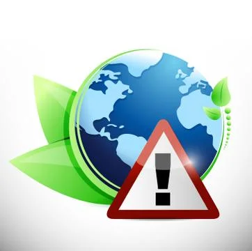 Globe leaves and warning sign illustration design Stock Illustration