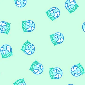 Globe leaves eco conscious vector seamless pattern Illustrazione stock